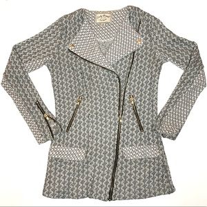 Vintage Lucky Brand Marnie Knit Moto Style Sweater Jacket